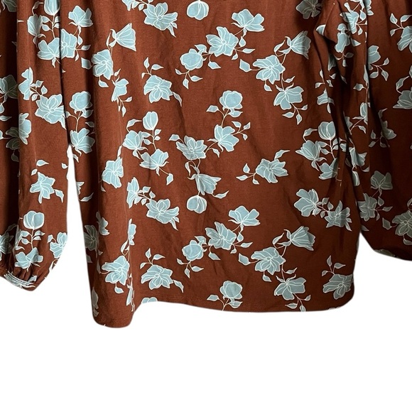 New AnyBody Puff-Sleeve Floral Printed Knit Top Oversized Relaxed Fit Sze M - Picture 8 of 13